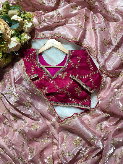 Embroidery & Sequnce Work Jimmy Chu Silk Saree