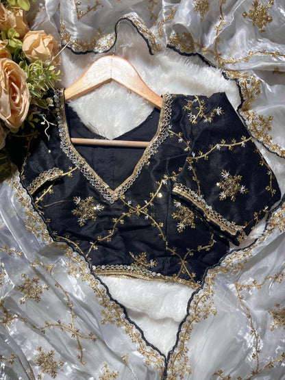 Embroidery & Sequnce Work Jimmy Chu Silk Saree