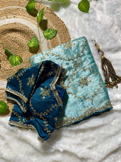 Embroidery & Sequnce Work Jimmy Chu Silk Saree