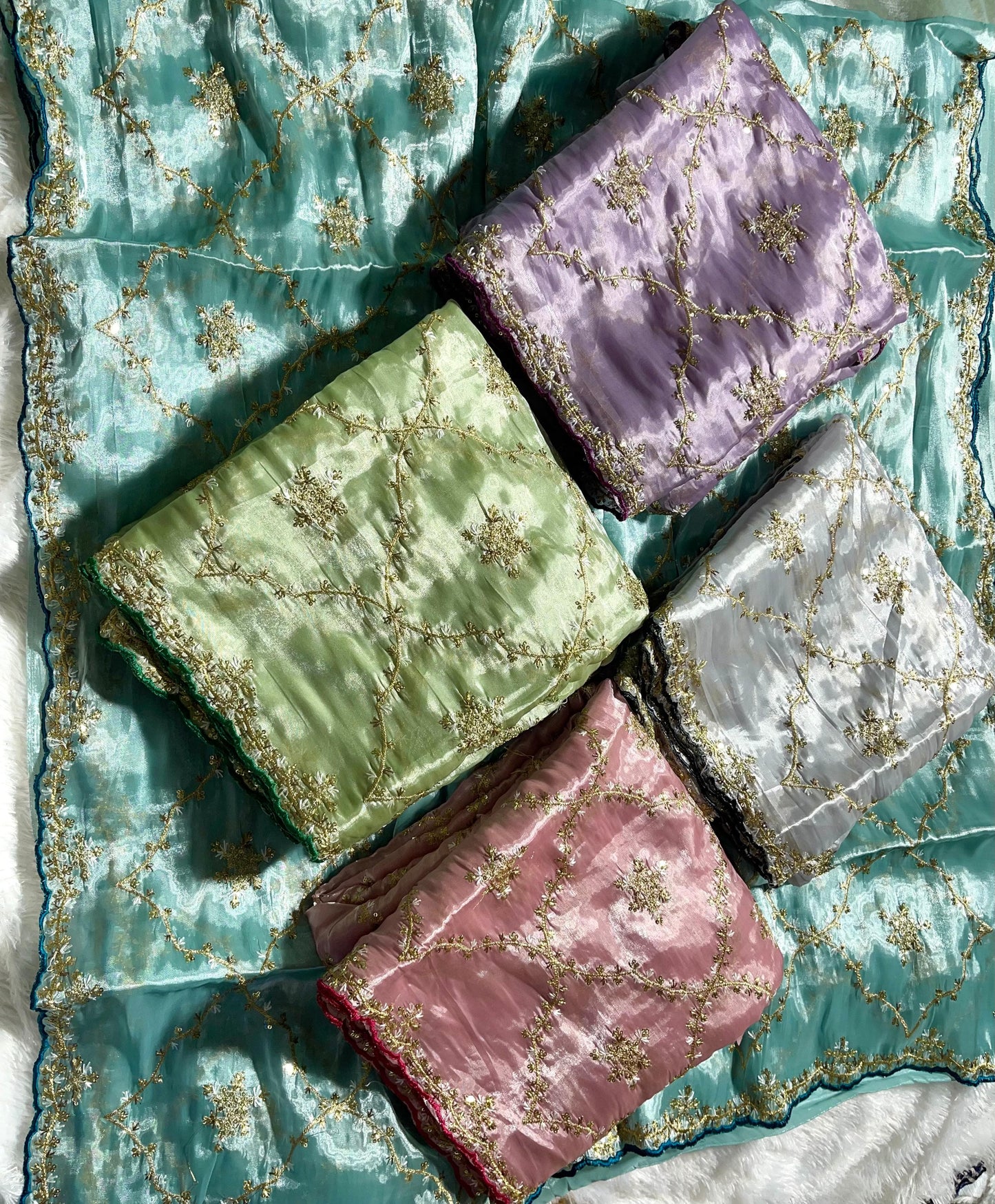 Embroidery & Sequnce Work Jimmy Chu Silk Saree