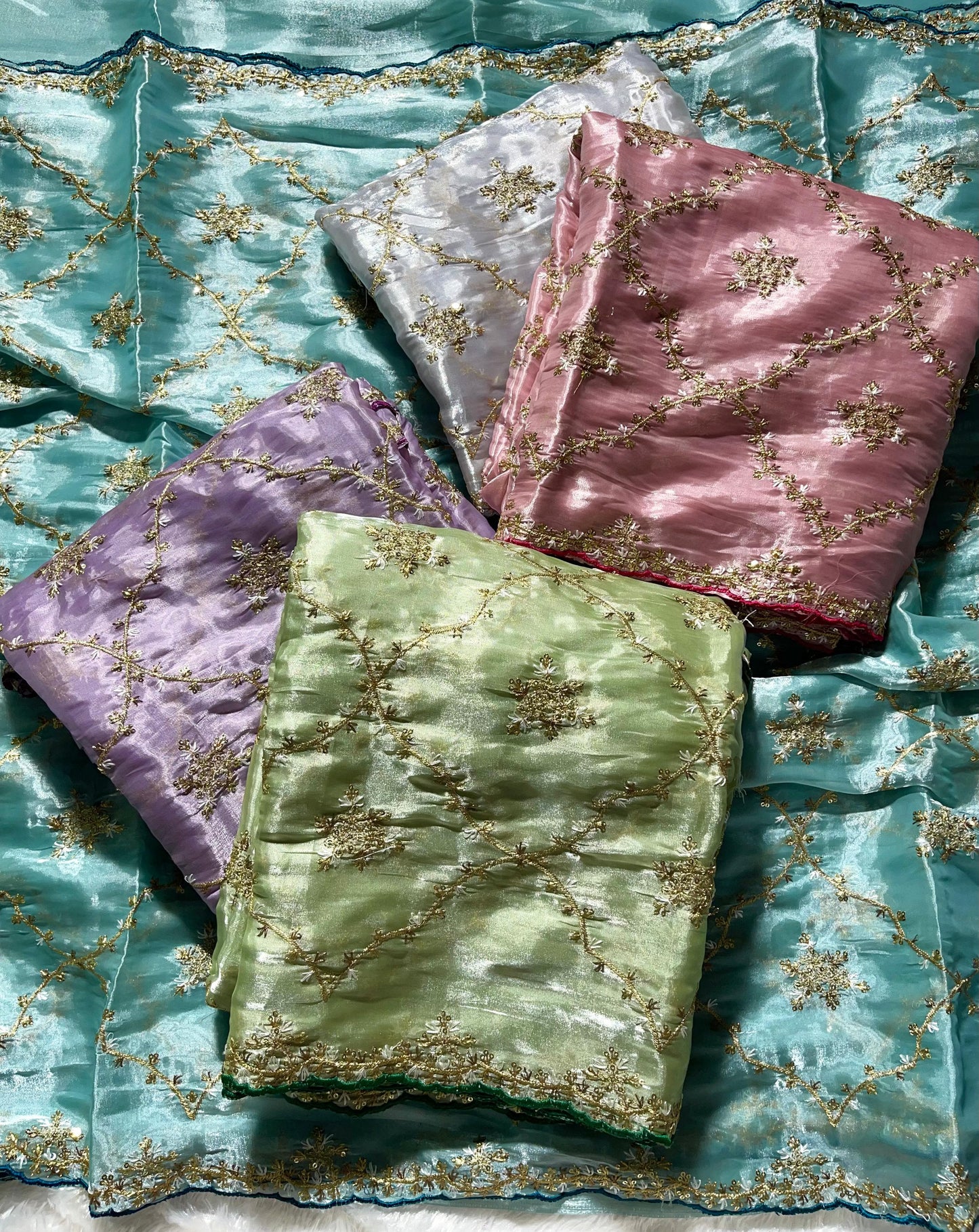 Embroidery & Sequnce Work Jimmy Chu Silk Saree