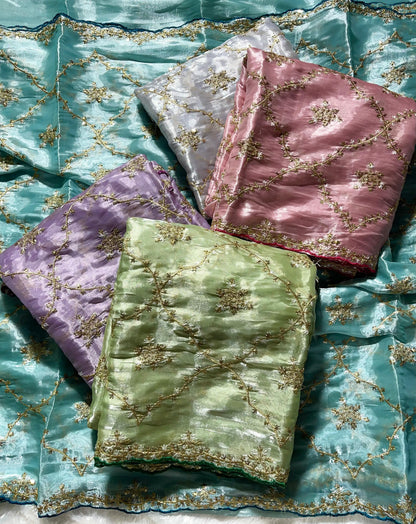 Embroidery & Sequnce Work Jimmy Chu Silk Saree