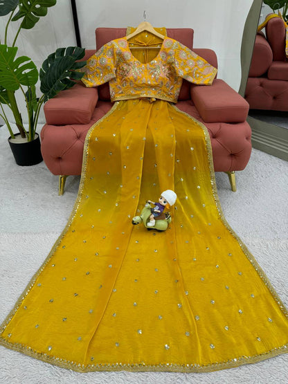 Musterd Jimmy Chu Sequnce Work Saree