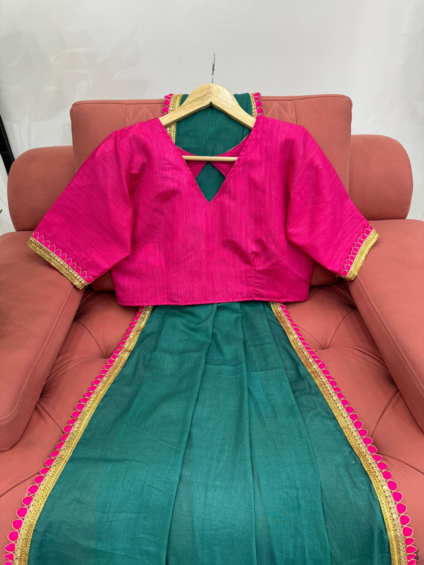 Bottle Green Mul Cotton Saree