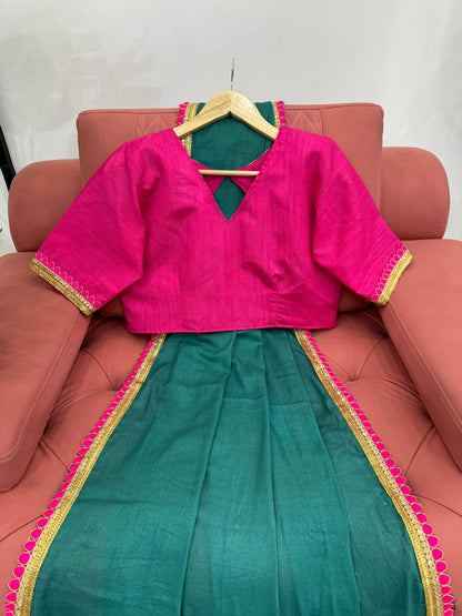 Bottle Green Mul Cotton Saree