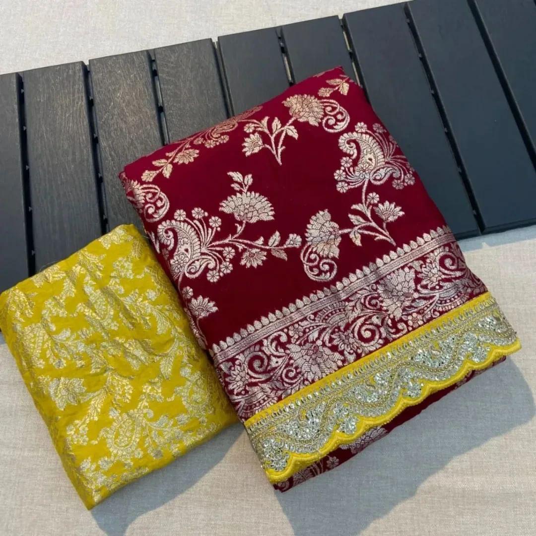 Pure Crepe Khadi silk Pattu Saree