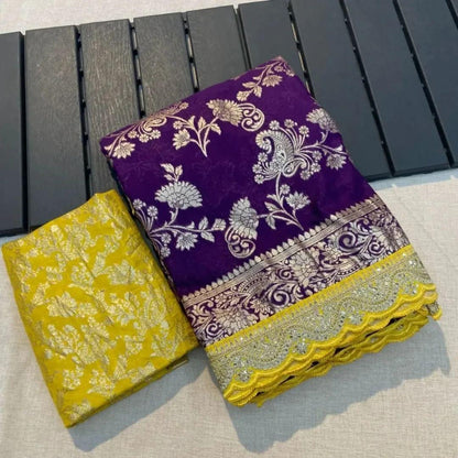 Pure Crepe Khadi silk Pattu Saree