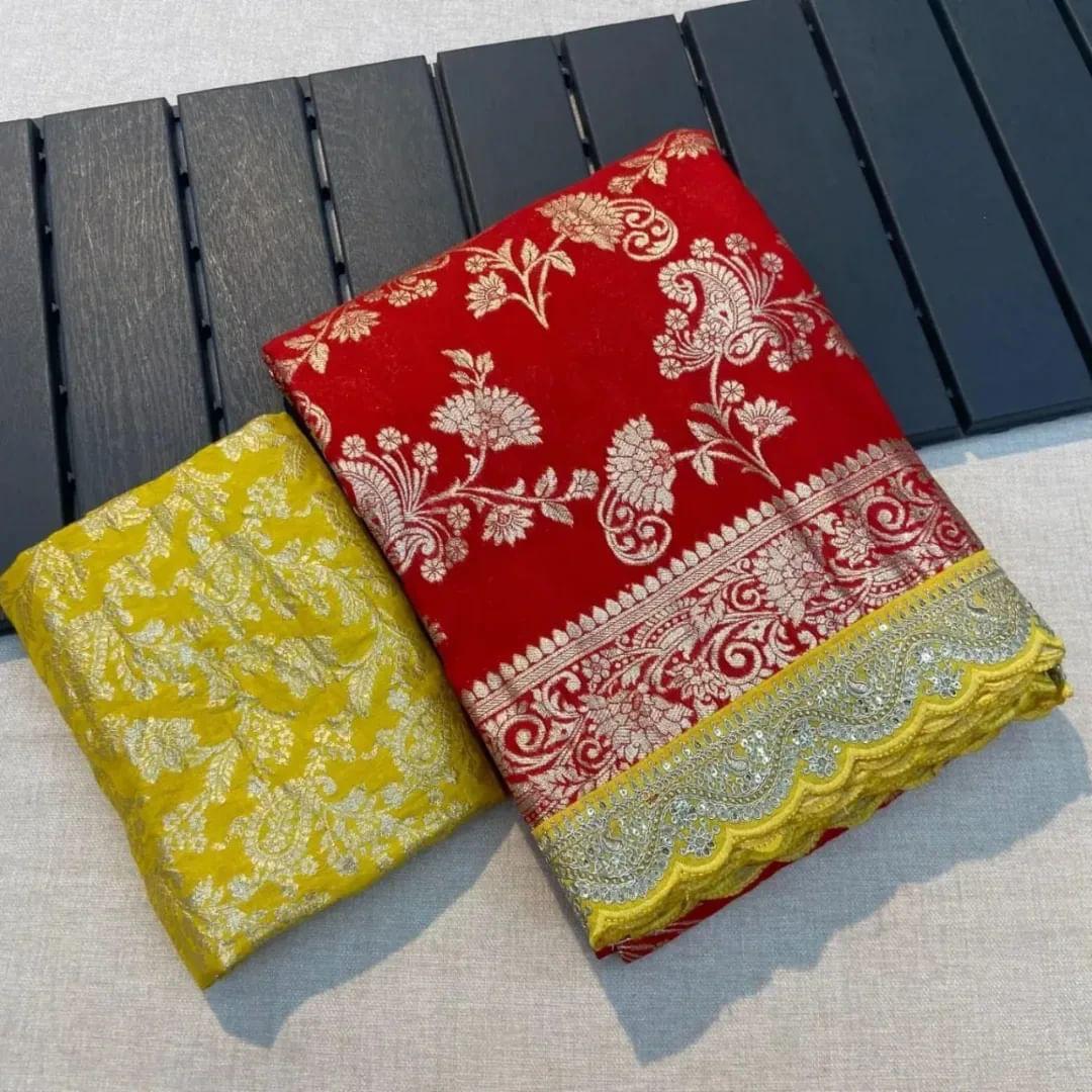 Pure Crepe Khadi silk Pattu Saree