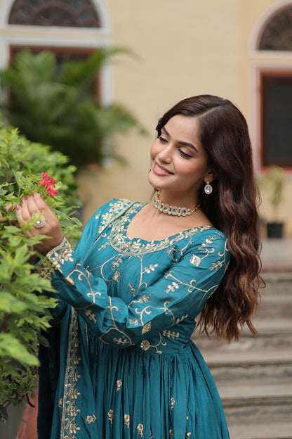 Chinon Rich Sequins Embroidered Work Sharara Suit