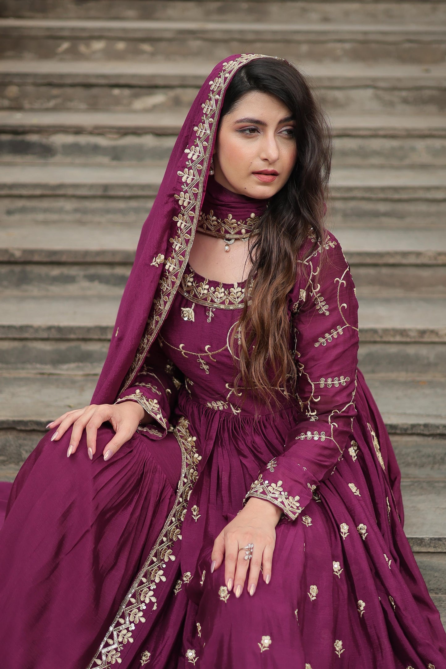 Chinon Rich Sequins Embroidered Work Sharara Suit
