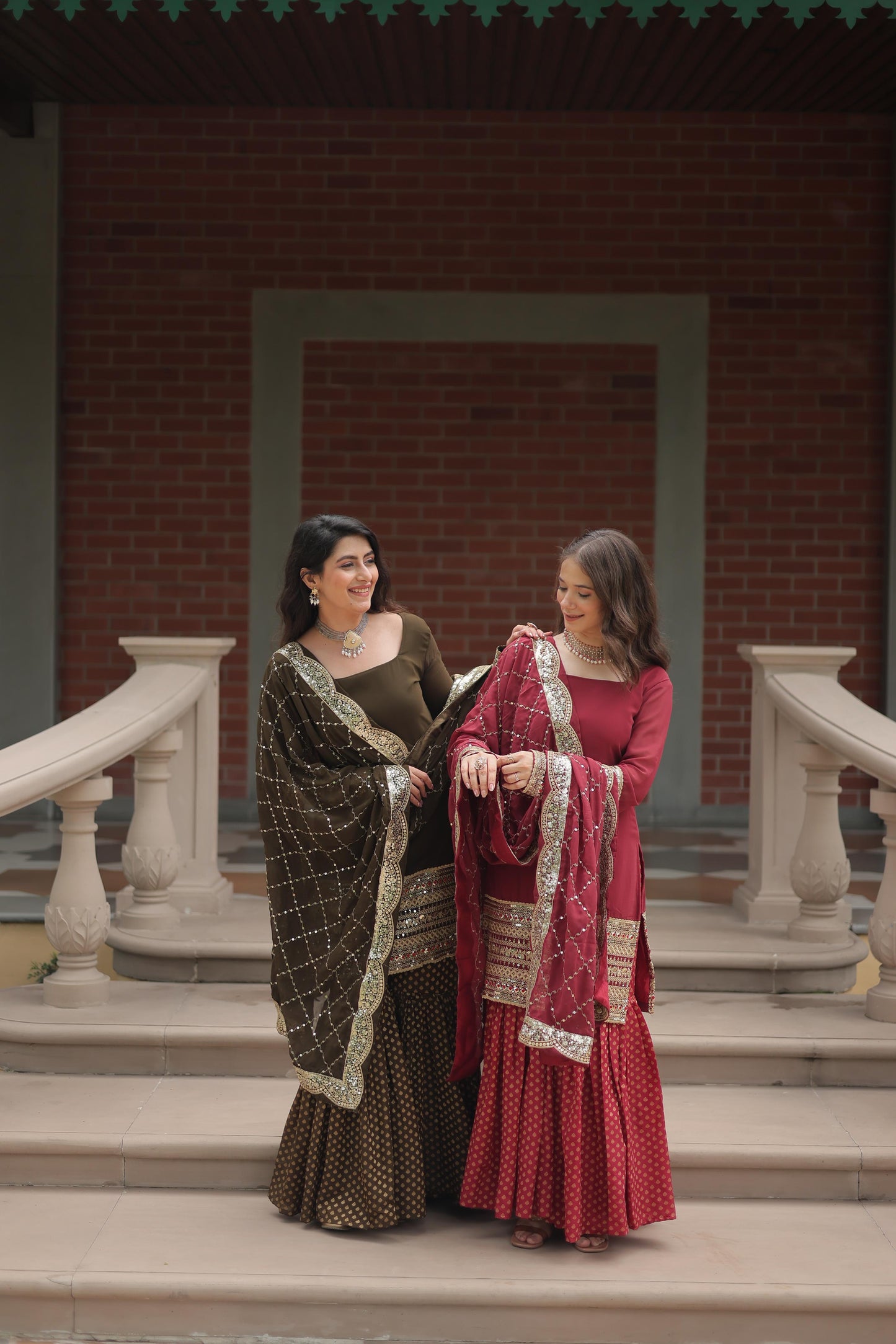 Faux Georgette With Thread Embroidered Work Sharara Suit