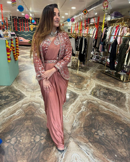 Heavy Satin Embroidery Work Saree