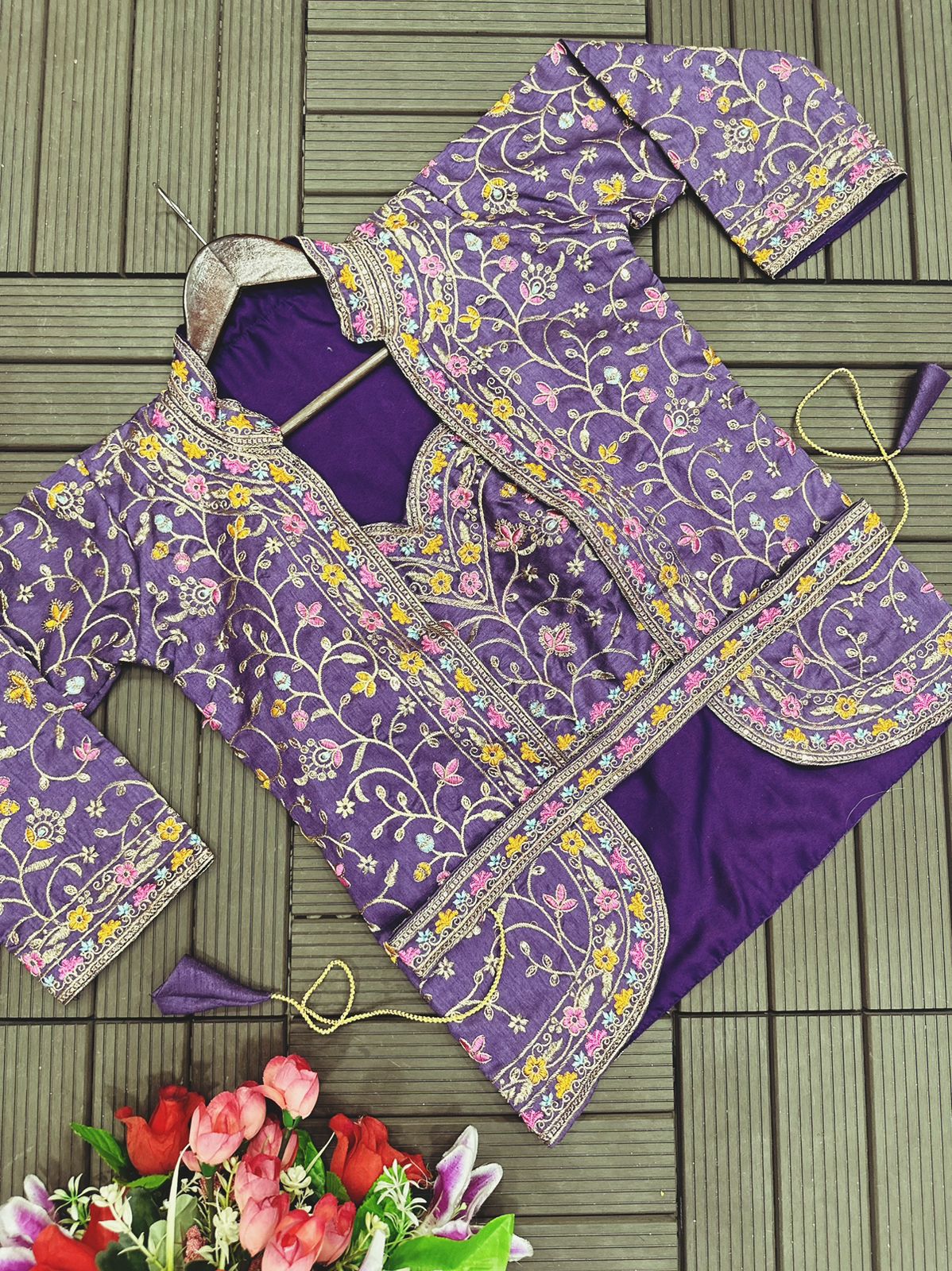 Heavy Satin Embroidery Work Saree