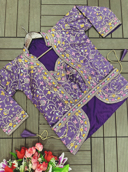 Heavy Satin Embroidery Work Saree