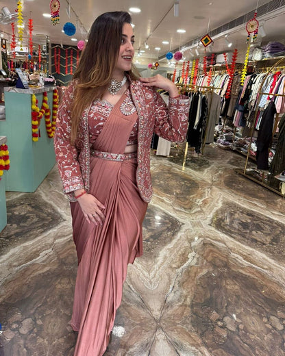 Heavy Satin Embroidery Work Saree