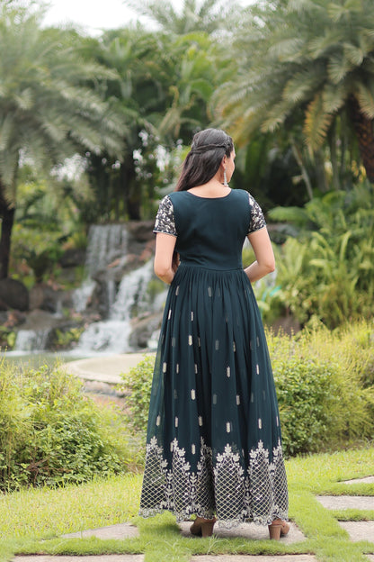 Beautiful Faux Blooming With Zari Sequins-work Gown