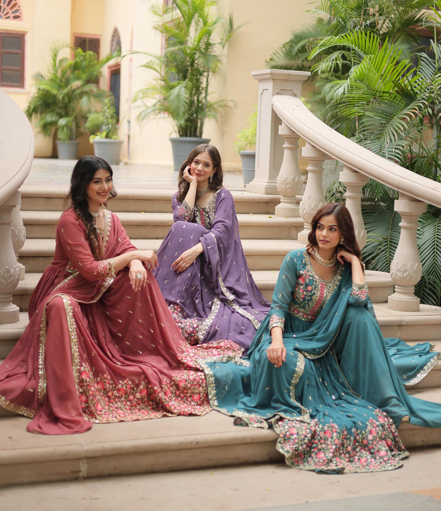 Light Purple Georgette with Rich Sequins Embroidered work