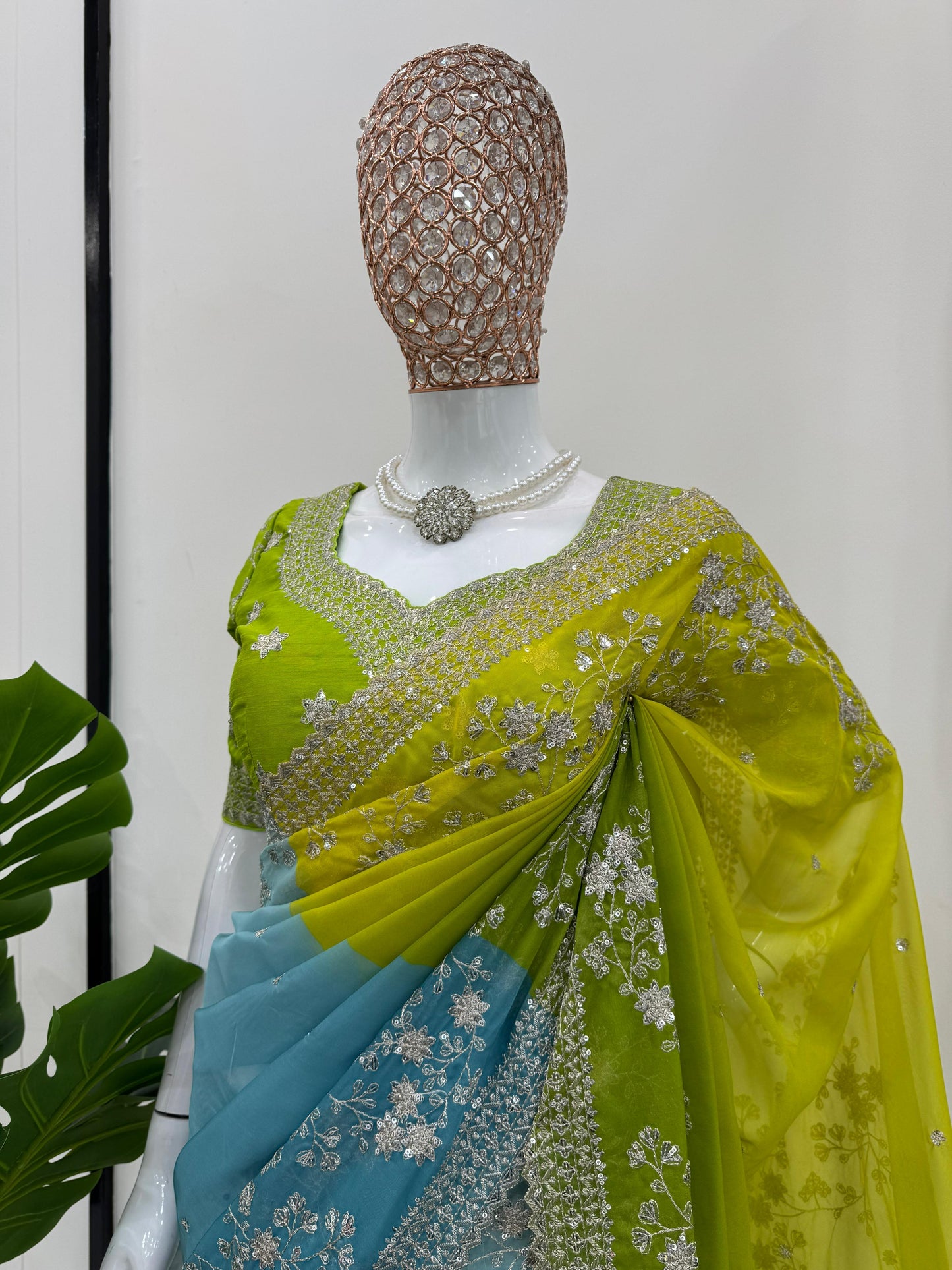 Sky & Noen Tibby Silk Thread &amp; Sequins Saree