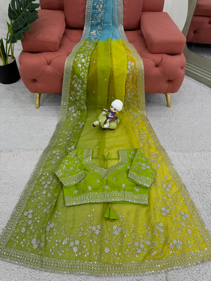 Sky & Noen Tibby Silk Thread &amp; Sequins Saree