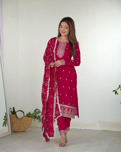 Pink Rangoli Silk 3pc Kurta Set