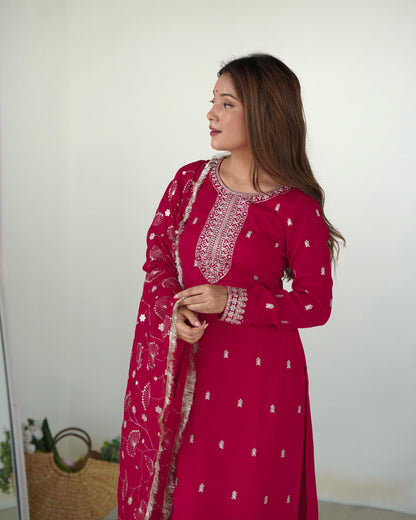 Pink Rangoli Silk 3pc Kurta Set