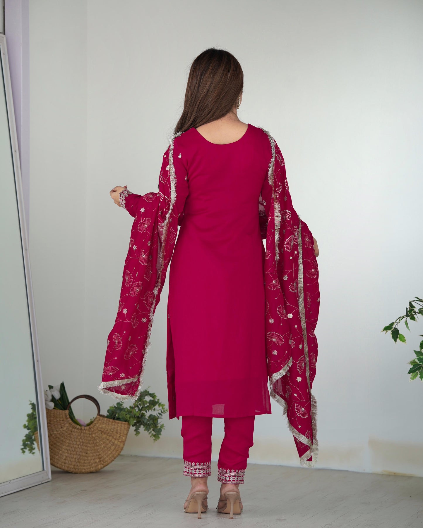 Pink Rangoli Silk 3pc Kurta Set