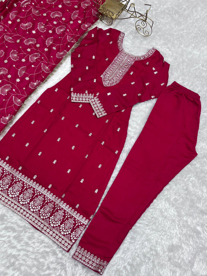 Pink Rangoli Silk 3pc Kurta Set