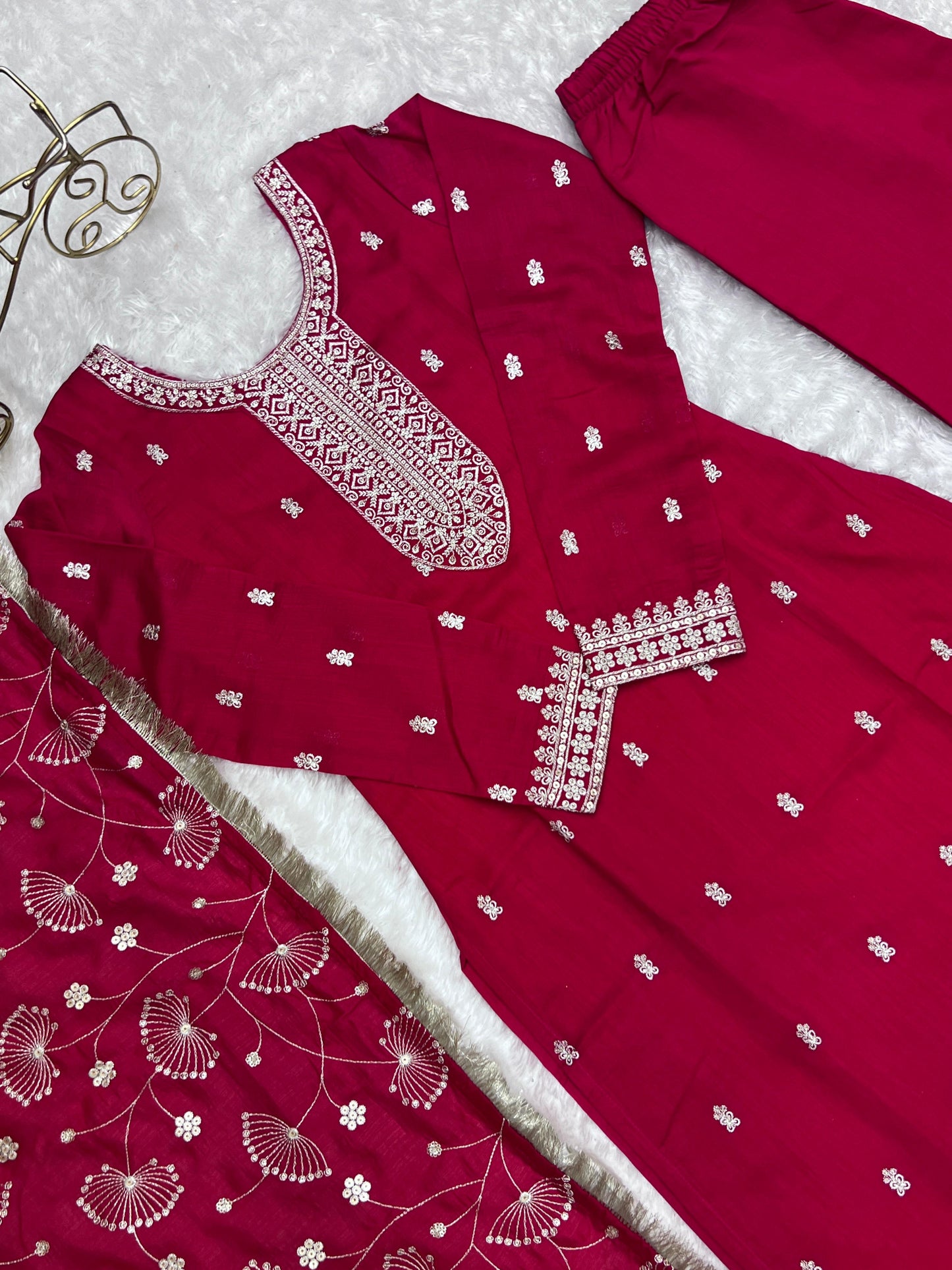 Pink Rangoli Silk 3pc Kurta Set