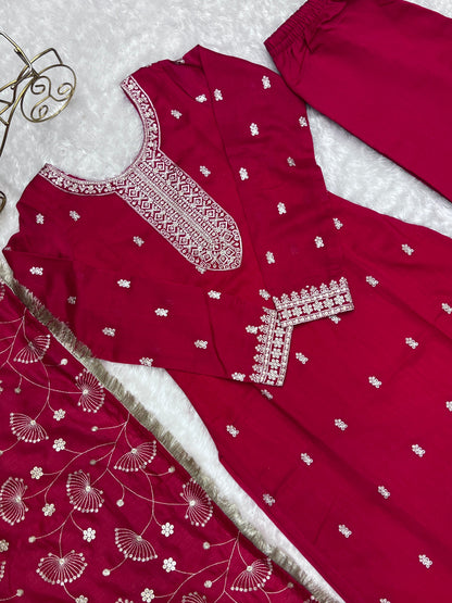 Pink Rangoli Silk 3pc Kurta Set
