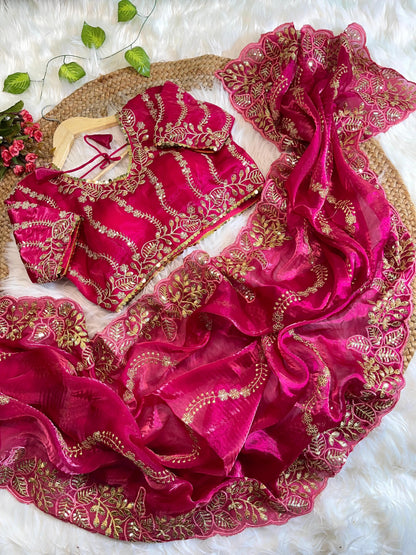 Pure Zimmy Choo Silk With  Embroidery Work Saree