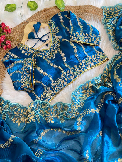 Pure Zimmy Choo Silk With  Embroidery Work Saree