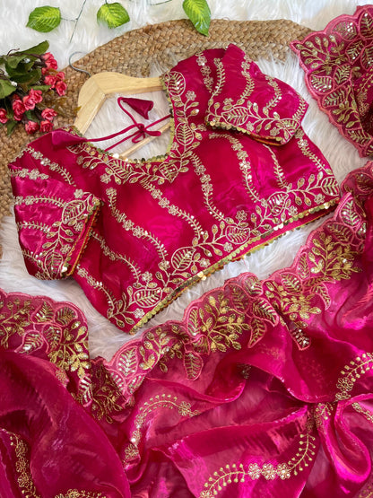 Pure Zimmy Choo Silk With  Embroidery Work Saree