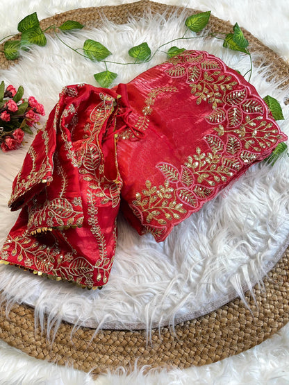 Pure Zimmy Choo Silk With  Embroidery Work Saree