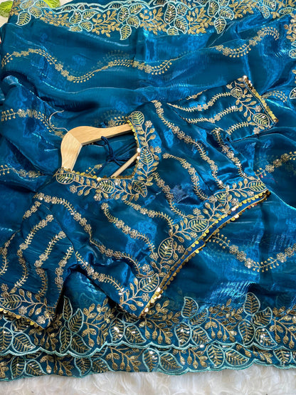 Pure Zimmy Choo Silk With  Embroidery Work Saree