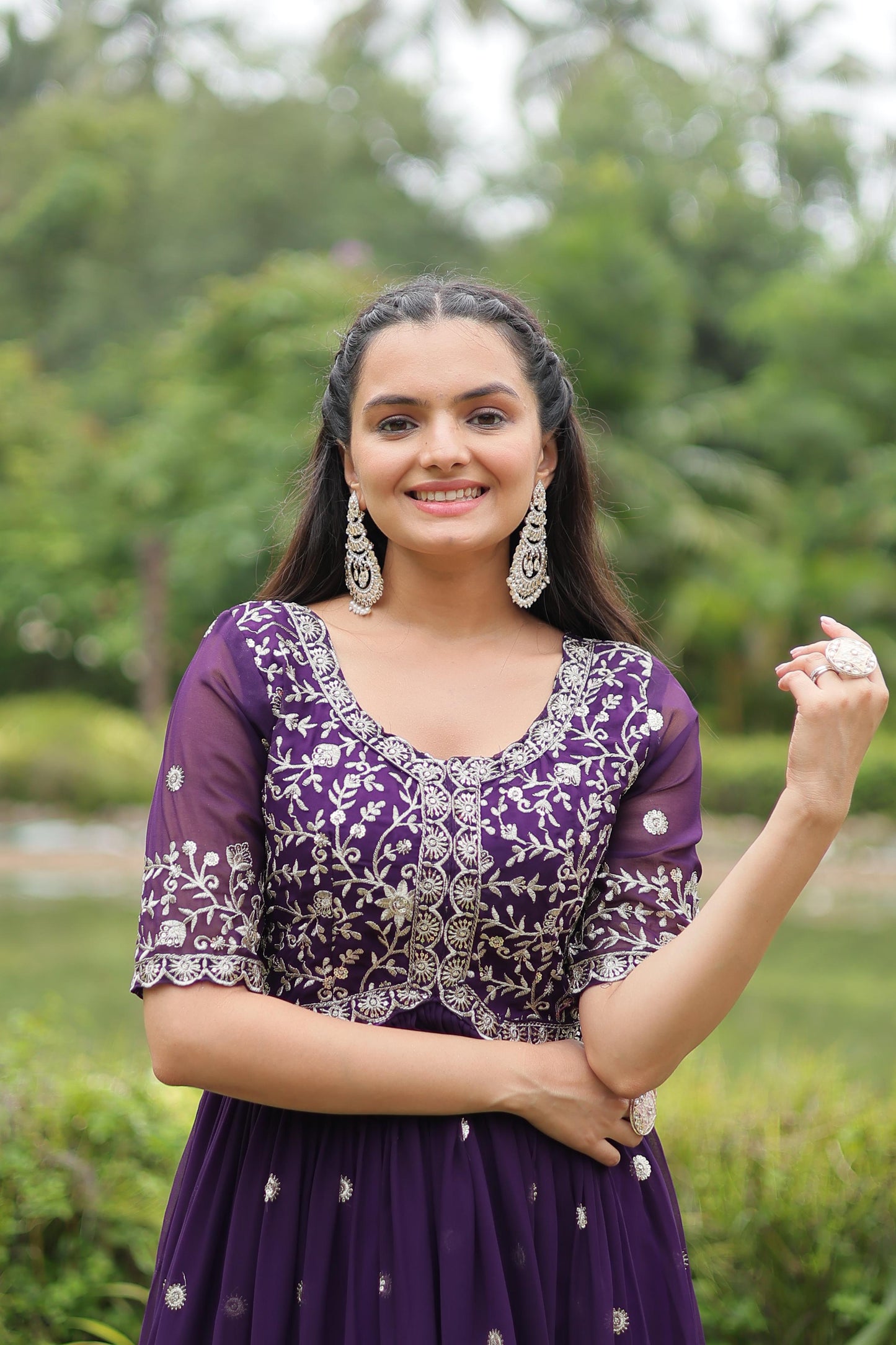 Maroon Embroidery Zari and Sequins work Gown