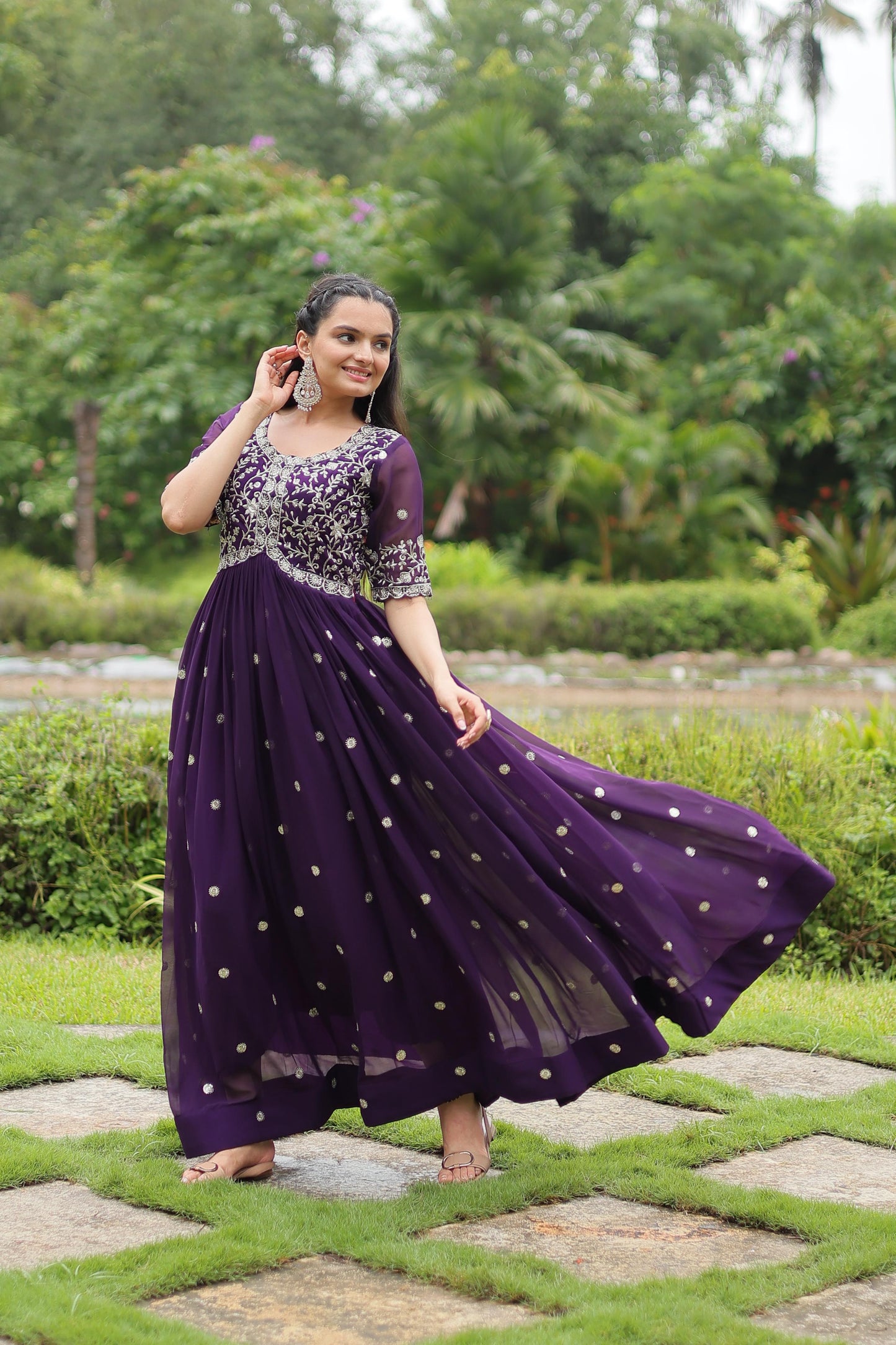 Maroon Embroidery Zari and Sequins work Gown