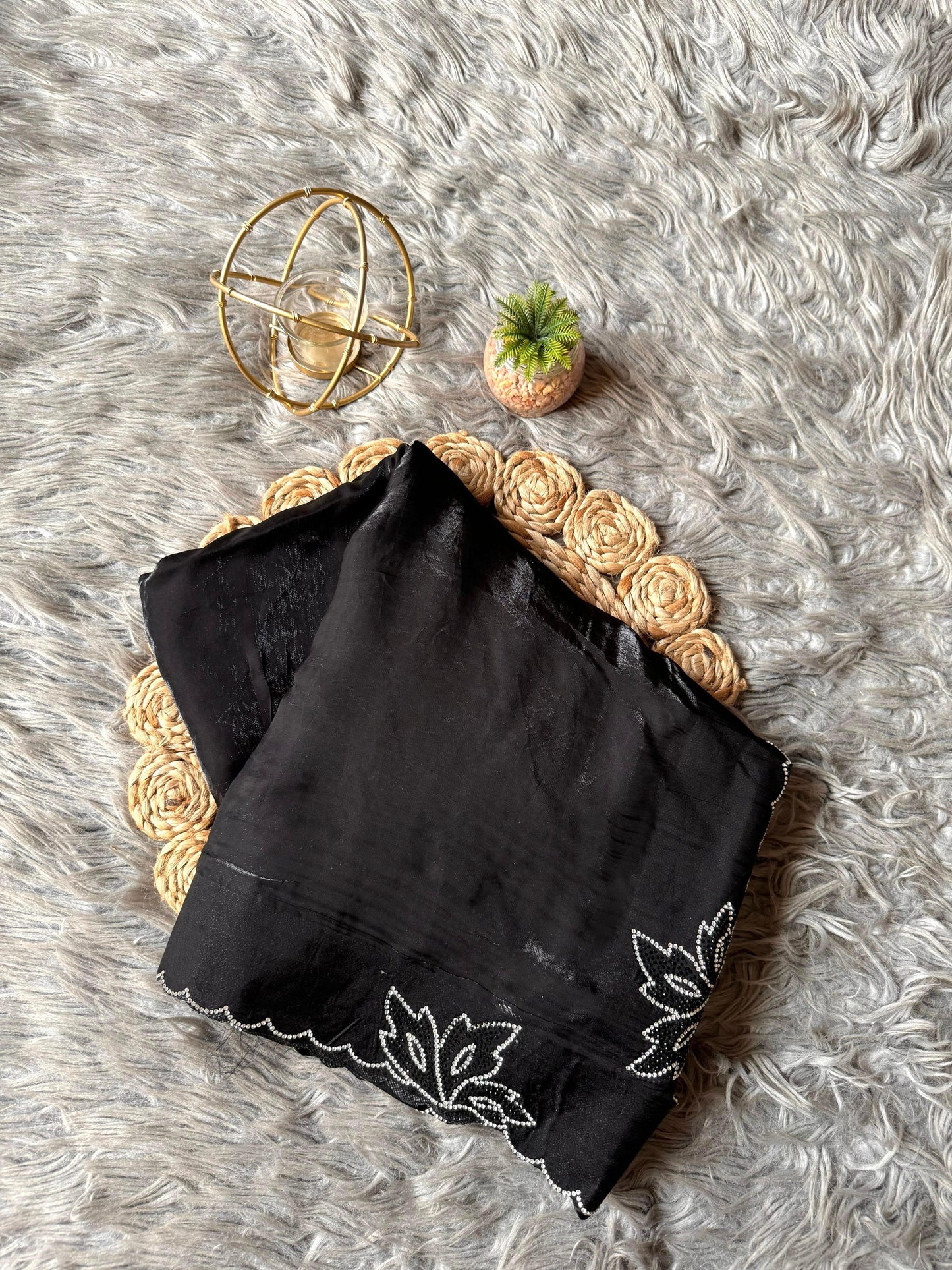 New Space Silk With Jarkan CutWork Saree