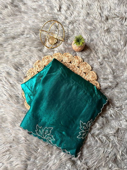 New Space Silk With Jarkan CutWork Saree