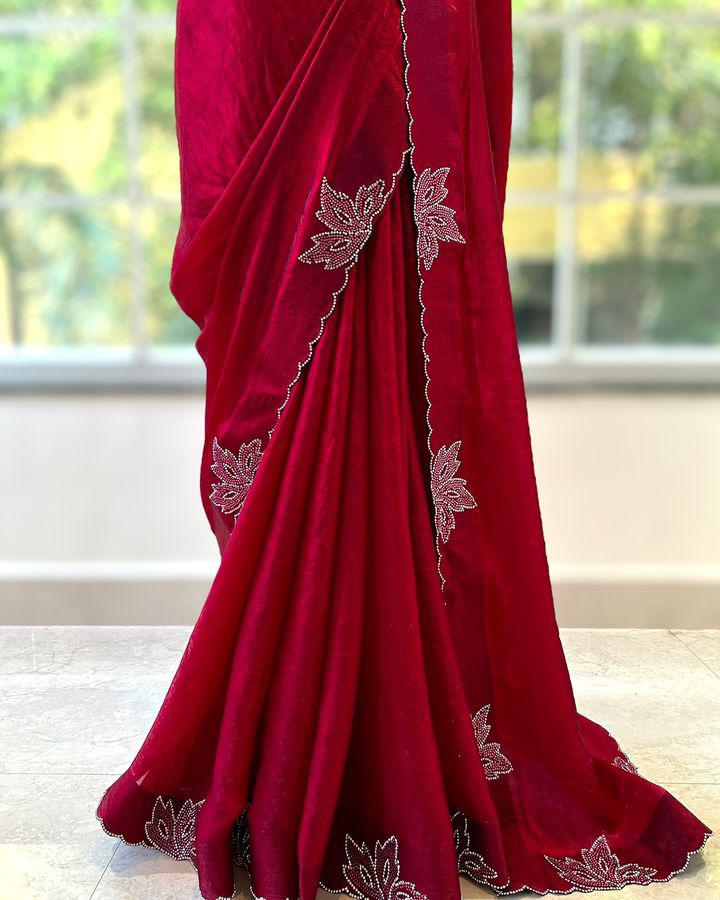 New Space Silk With Jarkan CutWork Saree