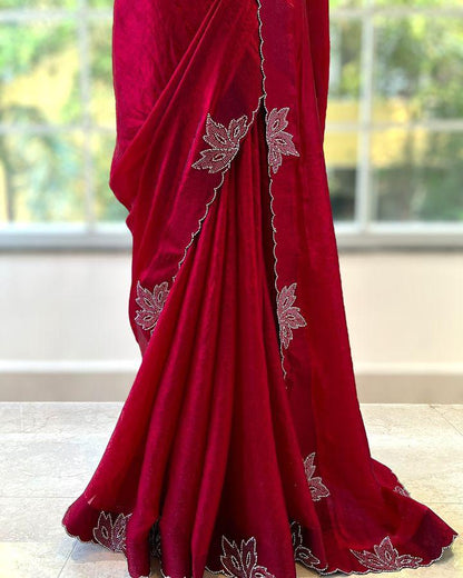 New Space Silk With Jarkan CutWork Saree