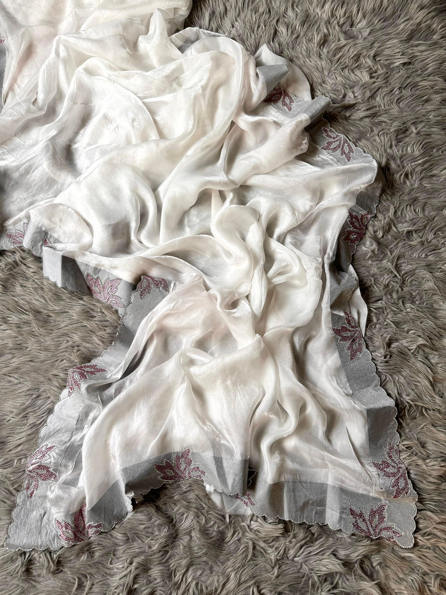 New Space Silk With Jarkan CutWork Saree