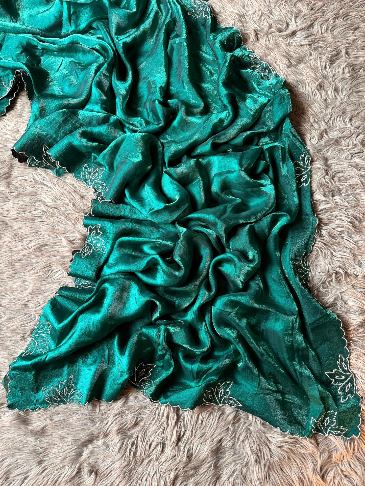 New Space Silk With Jarkan CutWork Saree