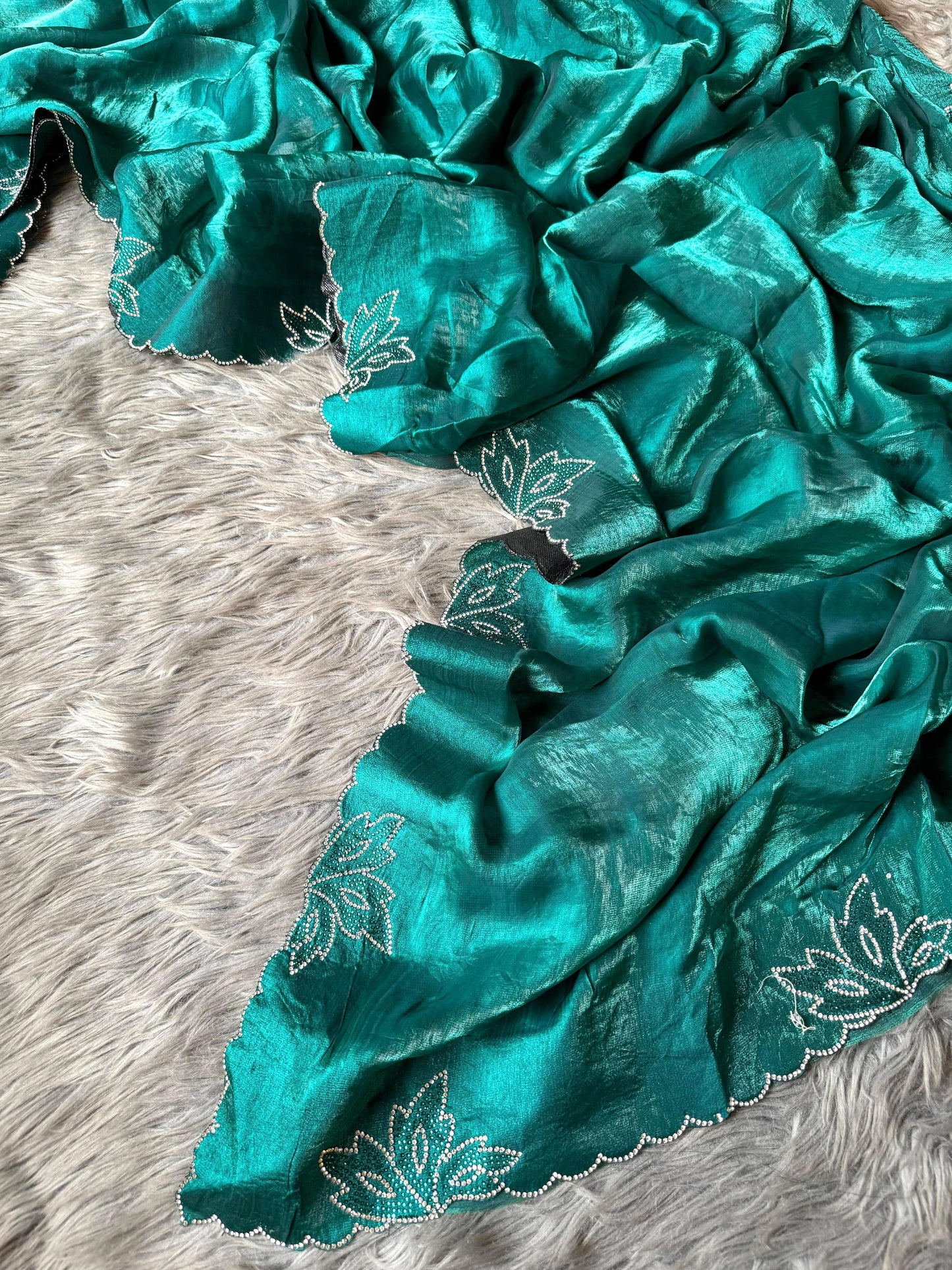 New Space Silk With Jarkan CutWork Saree