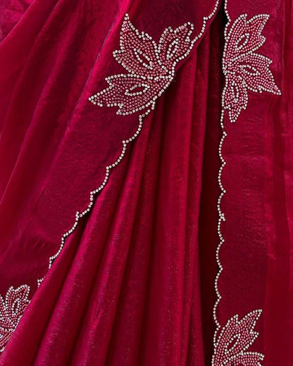 New Space Silk With Jarkan CutWork Saree