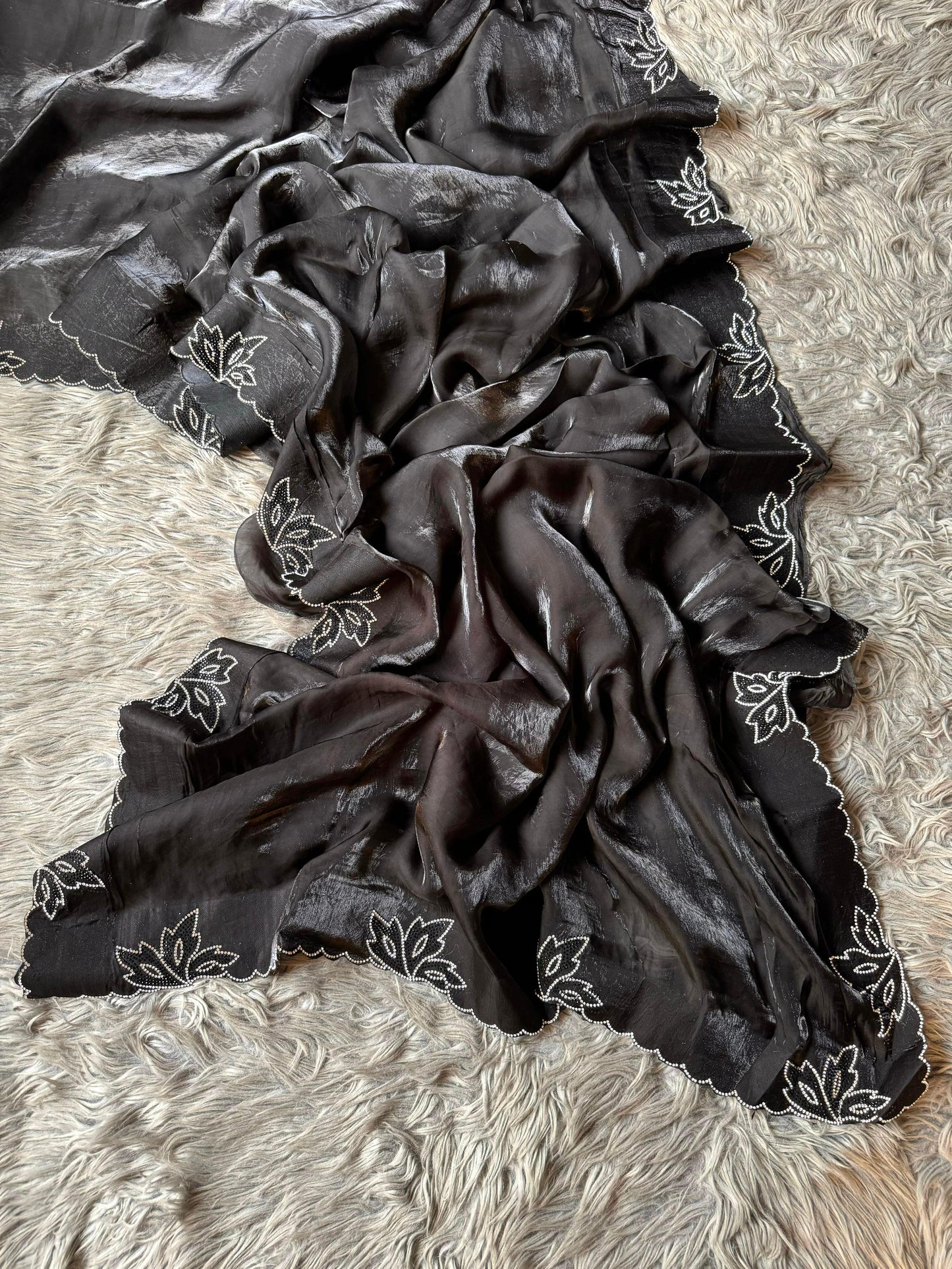 New Space Silk With Jarkan CutWork Saree