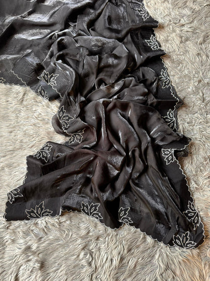 New Space Silk With Jarkan CutWork Saree