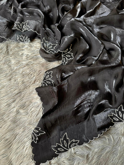 New Space Silk With Jarkan CutWork Saree