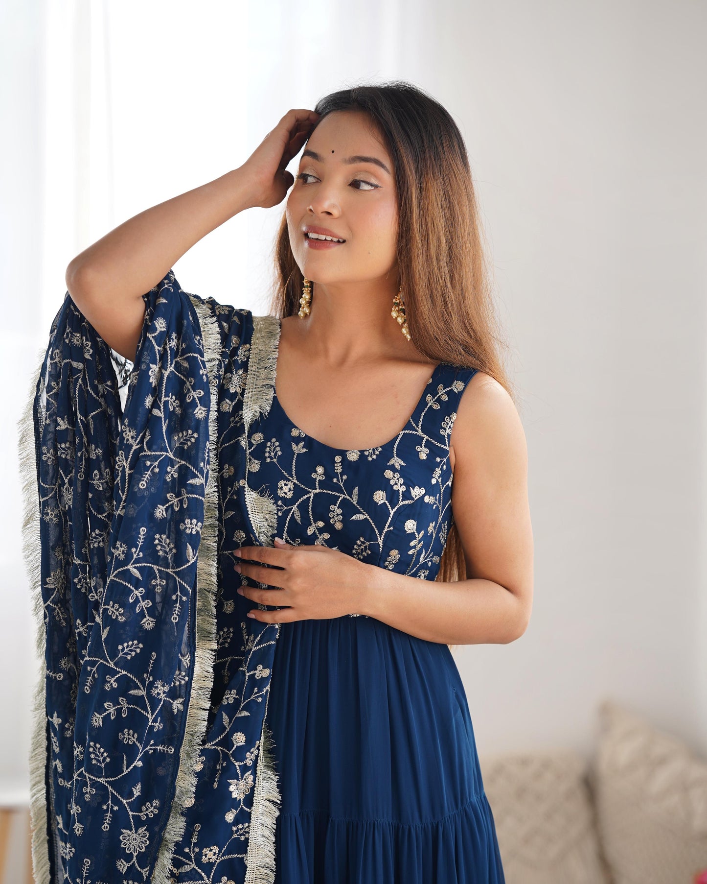 Tealblue Heavy Pure Soft Fox Georgette 3pc Kurta Set