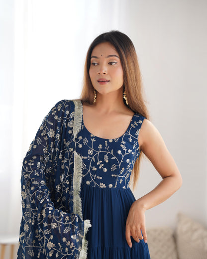 Tealblue Heavy Pure Soft Fox Georgette 3pc Kurta Set