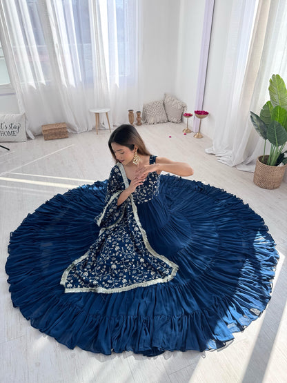 Tealblue Heavy Pure Soft Fox Georgette 3pc Kurta Set